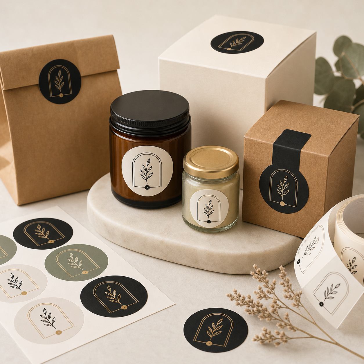 Custom logo vinyl labels for packaging