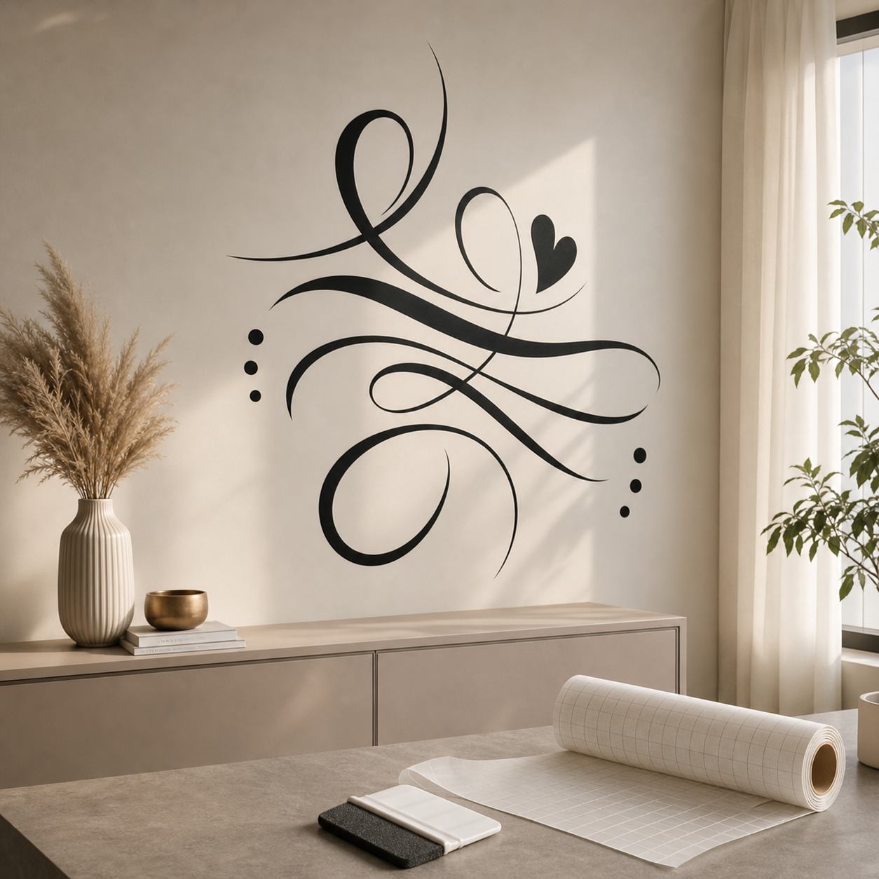 Custom wall decor vinyl decal in a refined room